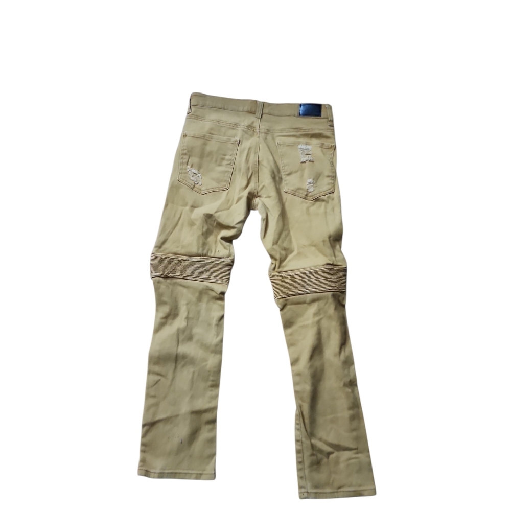 Men's Slim Fit Distressed Jeans - Tan - Picture 3 of 6